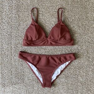 Cupshe Ribbed Triangle Bikini Set